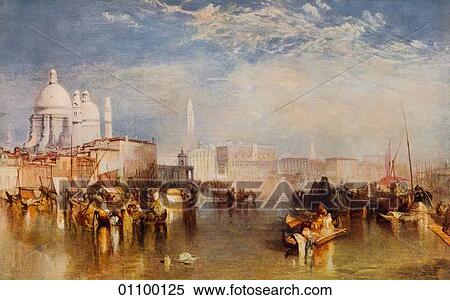 Stock Illustration - Paintings & Engravings - (Color) - England "Venice" by J. M. W. Turner, R. A. (1775-1851) (The letters R. A. indicate that the artist is a member of the Royal Academy of Art. ) Turner was a Cockney (someone born within the sound of the Bow Bells in East Lo. Fotosearch