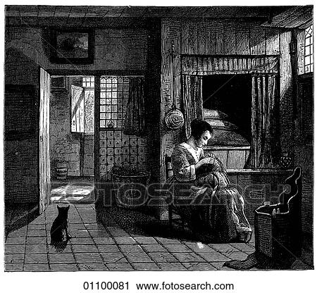 Paintings & Engravings - Engraving - Holland "Morning Toilet" by Pieter de Hooch (1629-1684) The painter lived in Delft at the same time as Vermeer and the latter`s influence is to be seen throughout his work. He specialized in quiet observations of D View Large Illustration Clip Art - Paintings & Engravings - Engraving - Holland "Morning Toilet" by Pieter de Hooch (1629-1684) The painter lived in Delft at the same time as Vermeer and the latter`s influence is to be seen throughout his work. He specialized in quiet observations of D. Fotosearch