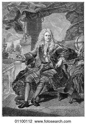 Drawing - Paintings & Engravings - Engraving - France "Portrait of Samuel Bernard" by Hyacinthe Rigaud (1659-1743) The painter was a member of the French Academy and was renowned for his portrait work at the court of Louis XIV. He was born in the year French e. Fotosearch