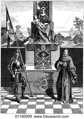Paintings & Engravings - Engraving - Italy "The Madonna Enthroned" by Giorgione - Giorgio Barbarelli - (1477-1510) The painter studied under Renaissance master Giovanni Bellini c. 1490 and is considered to be one of the initiators of the high renaissa View Large Illustration Stock Illustration - Paintings & Engravings - Engraving - Italy "The Madonna Enthroned" by Giorgione - Giorgio Barbarelli - (1477-1510) The painter studied under Renaissance master Giovanni Bellini c. 1490 and is considered to be one of the initiators of the high renaissa. Fotosearch
