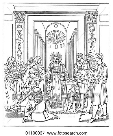 Paintings & Engravings - Engraving - Italy "St. Lawrence distributing Alms" A fresco in the Chapel of Nicolas V in the Vatican. Artist unknown, late 14th century View Large Illustration Stock Illustration - Paintings & Engravings - Engraving - Italy "St. Lawrence distributing Alms" A fresco in the Chapel of Nicolas V in the Vatican. Artist unknown, late 14th century. Fotosearch
