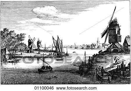 Paintings & Engravings - Engraving - Germany "The Three Windmills" From an Etching by W. Hollar (1607-1677) after Jan Breugel. Hollar was born in Prague but lived most of his life in Germany and England. His etchings are a source of considerable infor View Large Illustration Stock Illustration - Paintings & Engravings - Engraving - Germany "The Three Windmills" From an Etching by W. Hollar (1607-1677) after Jan Breugel. Hollar was born in Prague but lived most of his life in Germany and England. His etchings are a source of considerable infor. Fotosearch