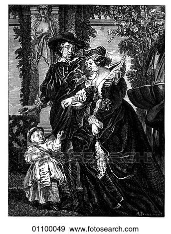 Paintings & Engravings - Engraving - Belgium "Rubens and Helen Fourment" by Peter Paul Rubens (1577-1640) of the Flemish Baroque school Rubens was born at Siegen in what is now Holland and lived during the tumultuous years of the counter-Reformation. View Large Illustration Stock Illustration - Paintings & Engravings - Engraving - Belgium "Rubens and Helen Fourment" by Peter Paul Rubens (1577-1640) of the Flemish Baroque school Rubens was born at Siegen in what is now Holland and lived during the tumultuous years of the counter-Reformation.. Fotosearch