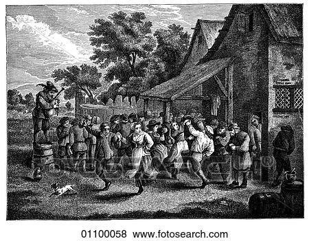Paintings & Engravings - Engraving - Belgium "Dance before a Village Inn" by David Teniers, the Younger (1610-1690) Teniers was a prolific painter of the Flemish Baroque school. He was born in the year Shakespeare wrote "A Winter`s Tale" and the con View Large Illustration Stock Illustration - Paintings & Engravings - Engraving - Belgium "Dance before a Village Inn" by David Teniers, the Younger (1610-1690) Teniers was a prolific painter of the Flemish Baroque school. He was born in the year Shakespeare wrote "A Winter`s Tale" and the con. Fotosearch