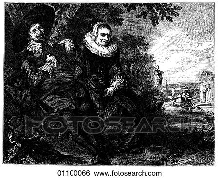 Paintings & Engravings - Engraving - Holland - Belgium "Frans Hals and his second Wife, Lysbeth Reyniers" by Frans Hals (1580 - 1666) painted c. 1617, the year in which Pocahontas died. Hals was born at Antwerp in Flanders the year Francis Drake retur View Large Illustration Stock Illustration - Paintings & Engravings - Engraving - Holland - Belgium "Frans Hals and his second Wife, Lysbeth Reyniers" by Frans Hals (1580 - 1666) painted c. 1617, the year in which Pocahontas died. Hals was born at Antwerp in Flanders the year Francis Drake retur. Fotosearch
