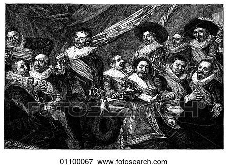 Paintings & Engravings - Engraving - Holland - Belgium "Banquet of the Officers of the Jorisdoelen" by Frans Hals (1580 - 1666). Hals was born at Antwerp in Flanders the year Francis Drake returned from his voyage of circumnavigation of the globe and View Large Illustration Stock Illustration - Paintings & Engravings - Engraving - Holland - Belgium "Banquet of the Officers of the Jorisdoelen" by Frans Hals (1580 - 1666). Hals was born at Antwerp in Flanders the year Francis Drake returned from his voyage of circumnavigation of the globe and. Fotosearch