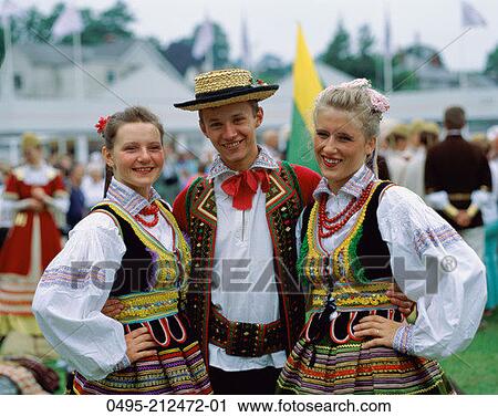 Stock Photography of Poland, People Dressed in Traditional Polish ...