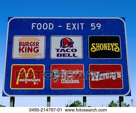 Stock Photography of California, Typical Highway Exit Sign Advertising ...