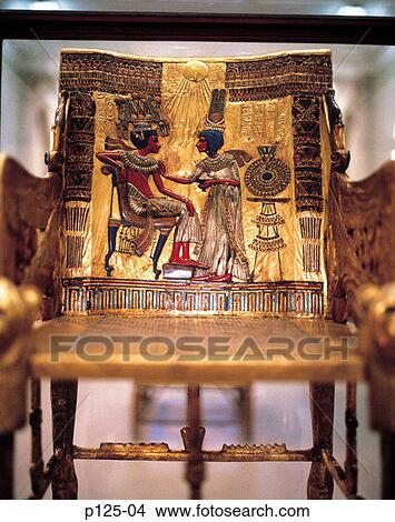 Stock Photo of Egypt, throne of Tutankhamun King Tut display in museum ...