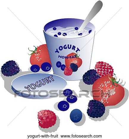 フルーツを備えたヨーグルト イラスト Yogurt With Fruit Fotosearch