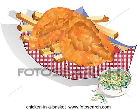 Stock Illustration - Chicken in a Basket. Fotosearch