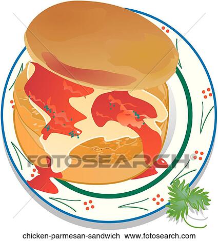 Chicken Parmesan Sandwich View Large Illustration Drawing - Chicken Parmesan Sandwich. Fotosearch