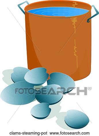 Clams w. Steaming Pot View Large Illustration Stock Illustration - Clams w. Steaming Pot. Fotosearch