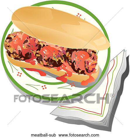 Clipart - Meatball Sub. Fotosearch