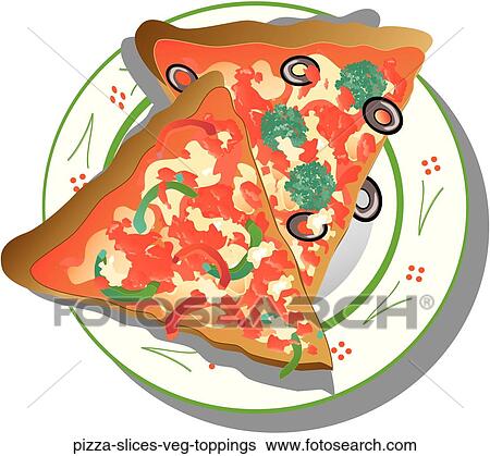 Pizza Slices-Veg. Toppings View Large Illustration Stock Illustration - Pizza Slices-Veg. Toppings. Fotosearch