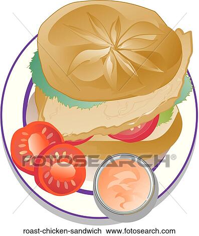 Drawing - Roast Chicken Sandwich. Fotosearch