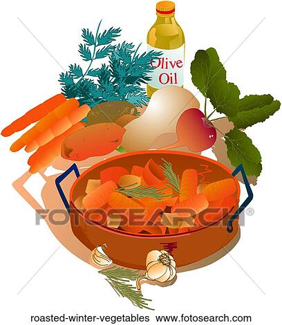 Stock Illustration - Roasted Winter Vegetables. Fotosearch