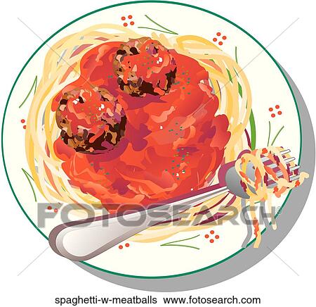Stock Illustration - Spaghetti w/ Meatballs. Fotosearch