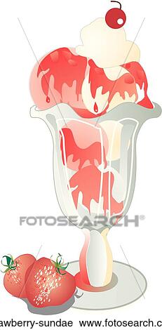 Clip Art - Strawberry Sundae. Fotosearch
