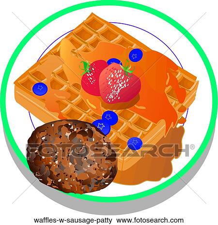 Waffles w/Sausage Patty View Large Illustration Stock Illustration - Waffles w/Sausage Patty. Fotosearch