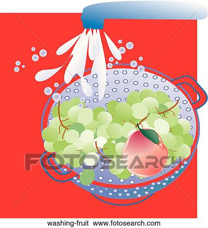 Stock Illustration - Washing Fruit. Fotosearch