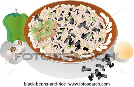 Clip Art - Black Beans and Rice. Fotosearch