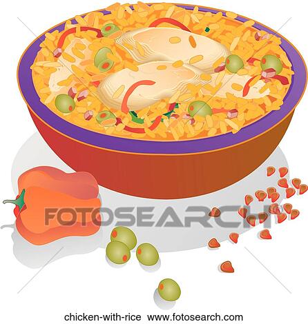 Chicken with Rice View Large Illustration Clip Art - Chicken with Rice . Fotosearch