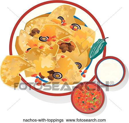 Stock Illustration - Nachos with Toppings. Fotosearch