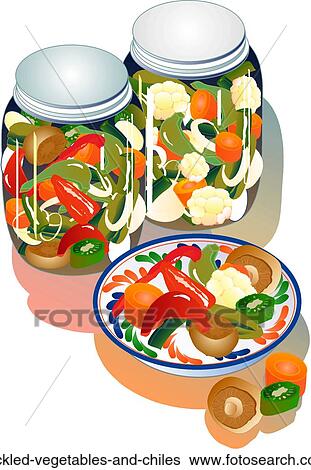 Stock Illustration - Pickled Vegetables and Chiles . Fotosearch
