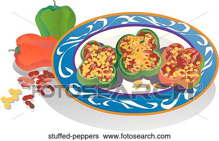 Stuffed Peppers View Large Illustration Stock Illustration - Stuffed Peppers . Fotosearch