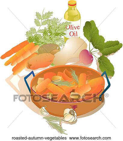 Stock Illustration - Roasted Autumn Vegetables. Fotosearch