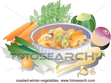 Roasted Winter Vegetables View Large Illustration Stock Illustration - Roasted Winter Vegetables. Fotosearch