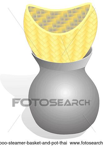 Bamboo Steamer Basket and Pot, Thai View Large Illustration Drawing - Bamboo Steamer Basket and Pot, Thai . Fotosearch