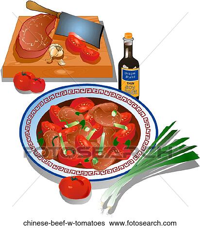 Chinese Beef w/ Tomatoes View Large Illustration Stock Illustration - Chinese Beef w/ Tomatoes. Fotosearch