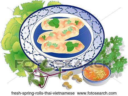 Clip Art - Fresh Spring Rolls, Thai, Vietnamese. Fotosearch