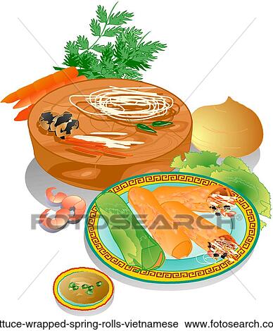 Clip Art - Lettuce-wrapped Spring Rolls, Vietnamese. Fotosearch