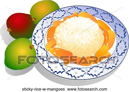 Stock Illustration - Sticky Rice w/ Mangoes. Fotosearch
