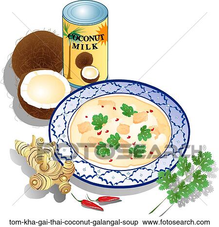 Tom Kha Gai (Thai Coconut & Galangal Soup) View Large Illustration Stock Illustration - Tom Kha Gai (Thai Coconut & Galangal Soup) . Fotosearch