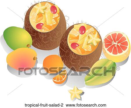 Tropical Fruit Salad 2 View Large Illustration Drawing - Tropical Fruit Salad 2. Fotosearch
