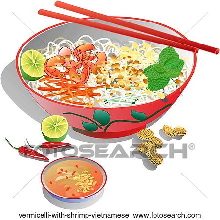 Clip Art - Vermicelli with Shrimp, Vietnamese. Fotosearch