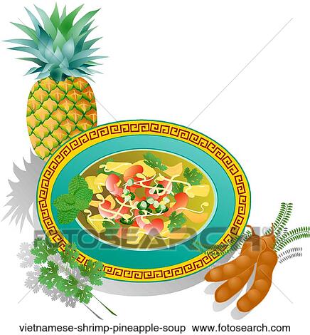 Vietnamese Shrimp & Pineapple Soup View Large Illustration Stock Illustration - Vietnamese Shrimp & Pineapple Soup . Fotosearch