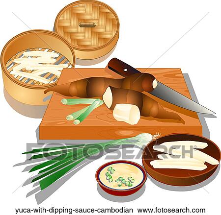 Yuca with Dipping Sauce, Cambodian View Large Illustration Stock Illustration - Yuca with Dipping Sauce, Cambodian. Fotosearch