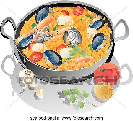 シーフードパエリャ クリップアート 切り張り イラスト 絵画 集 Seafood Paella Fotosearch