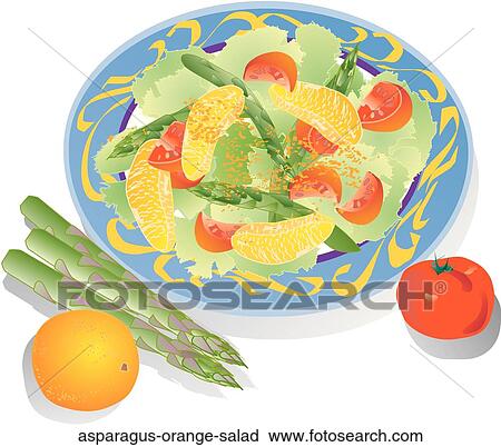 Clip Art - Asparagus & Orange Salad. Fotosearch