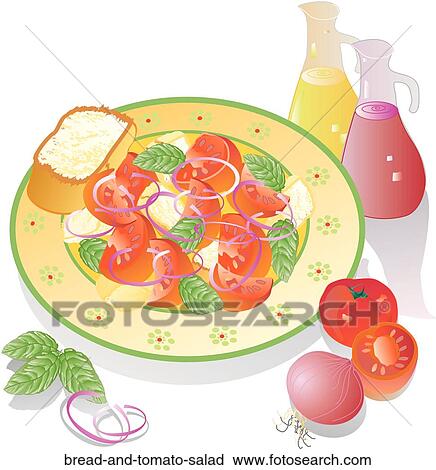 Bread and Tomato Salad View Large Illustration Clip Art - Bread and Tomato Salad. Fotosearch