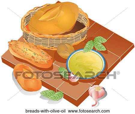 Drawing - Breads with Olive Oil. Fotosearch
