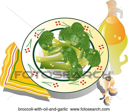 Broccoli with Oil and Garlic View Large Illustration Clipart - Broccoli with Oil and Garlic. Fotosearch