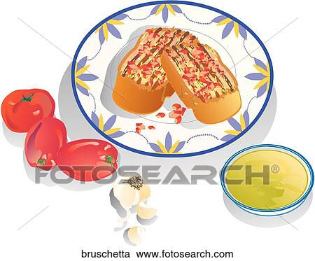 Clipart - Bruschetta. Fotosearch