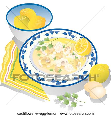 Cauliflower w. Egg & Lemon View Large Illustration Stock Illustration - Cauliflower w. Egg & Lemon. Fotosearch