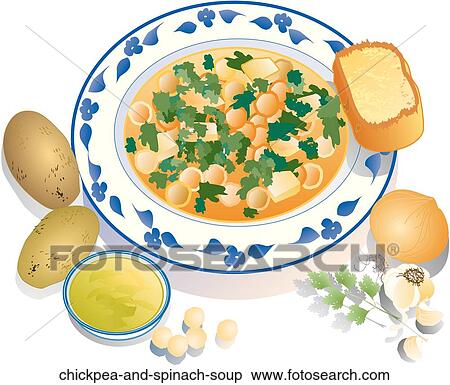 Stock Illustration - Chickpea and Spinach Soup. Fotosearch